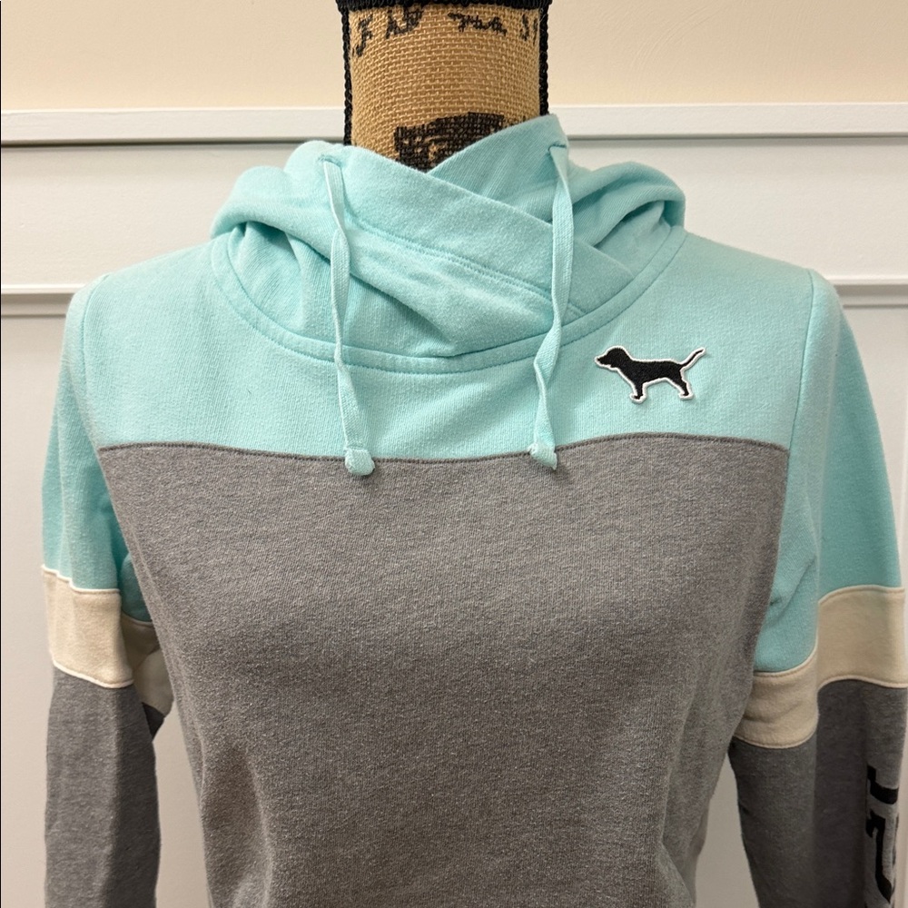 PINK Victoria's Secret Mint/Gray/Cream Cowl Neck Top